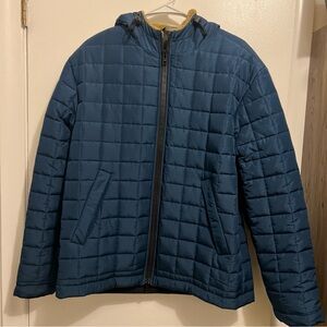 YOON Blue Quilted Puffer Jacket Hooded Zip Men's Size 50 Made In Italy Rare